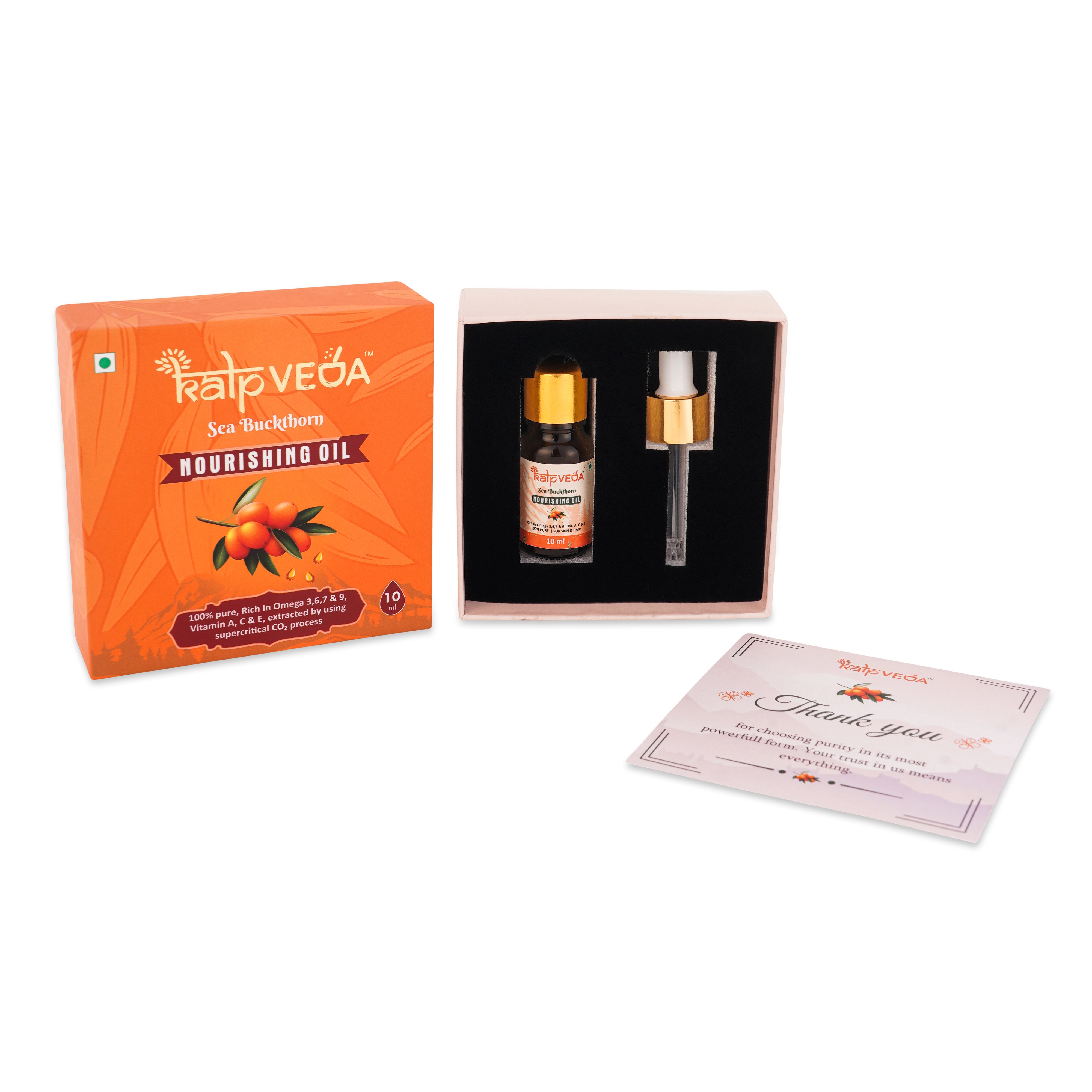 Himalayan Sea Buckthorn Oil 10ml | CO2 Extracted Berry Oil | Rich in Vitamin C, E & Omega 7 | Supports Skin Glow, Brightening, Anti-Ageing Care & Nourishment (Pack of 1)