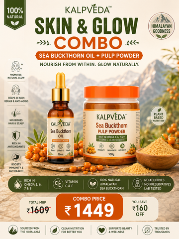 Skin & Glow Combo | KALPVEDA Sea Buckthorn Oil + Pulp Powder