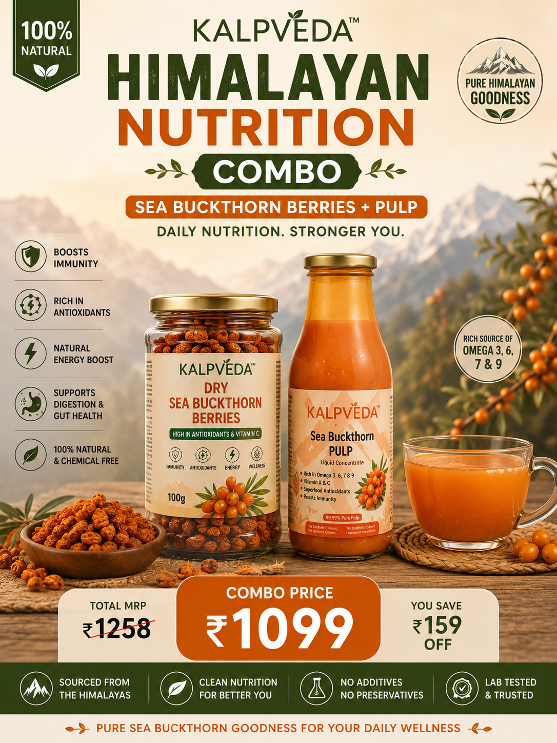 Himalayan Nutrition Combo | KALPVEDA Sea Buckthorn Berries + Pulp