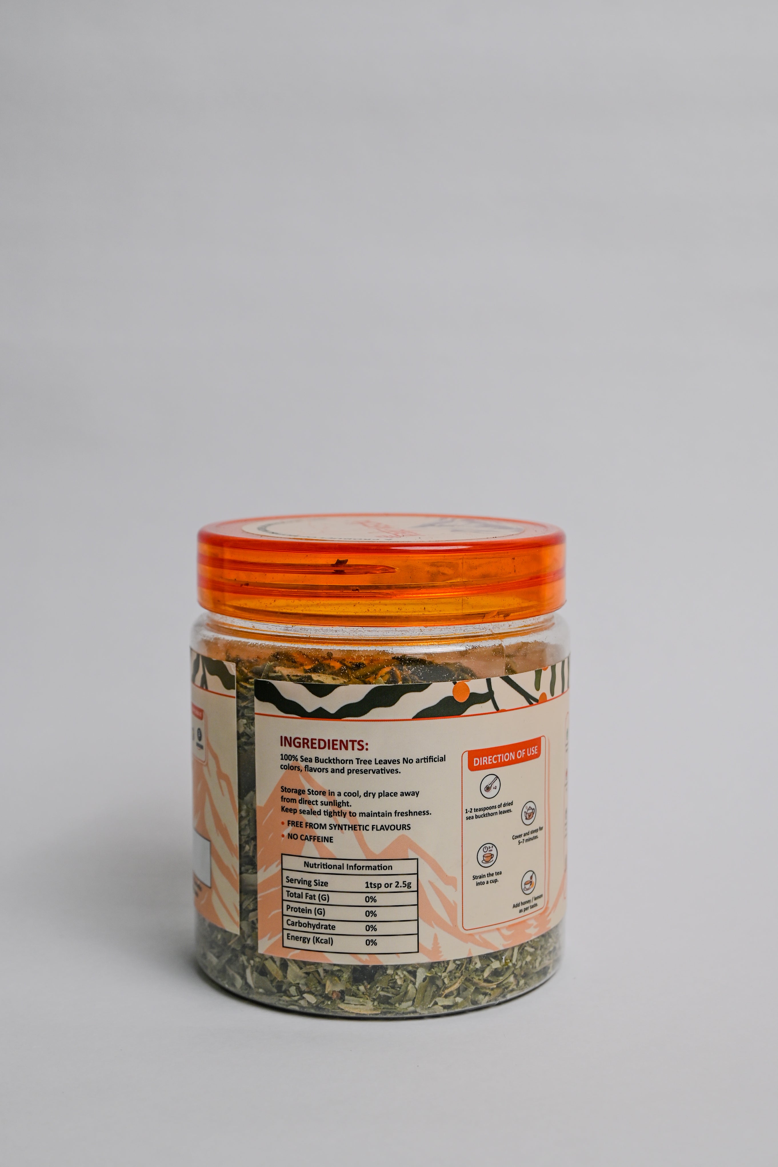 KALPVEDA Premium Himalayan Sea Buckthorn Raw Leaves Tea 50g, Sun-Dried, Caffeine-Free Herbal Tea, Rich in Antioxidants, Vitamin C, Nutrients & Omega 7, Supports Skin Glow, Immunity & Detox