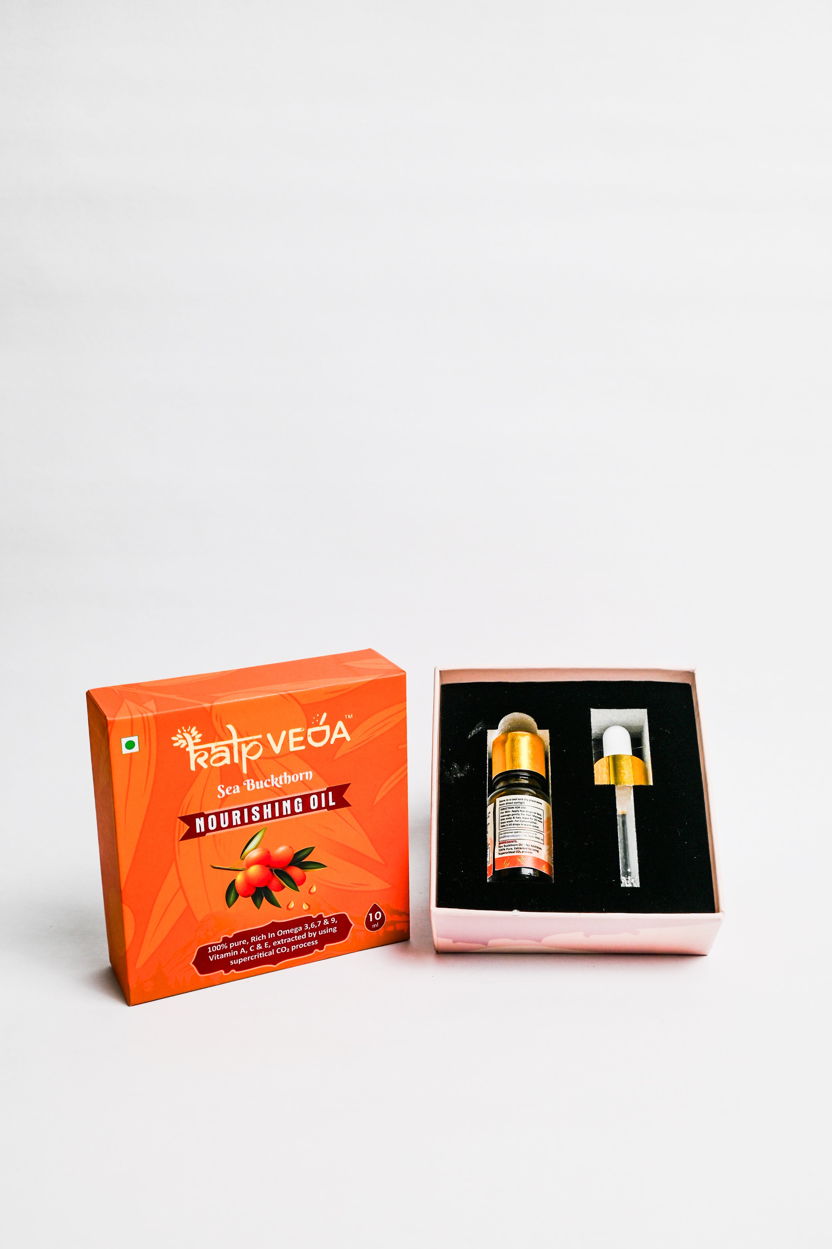 KALPVEDA Sea Buckthorn Oil – CO₂ Extracted |Rich in  Vitamin C, E  & Omega-7 | Pure Himalayan Berry Oil | Skin Repair, Brightening & Anti-Aging Serum