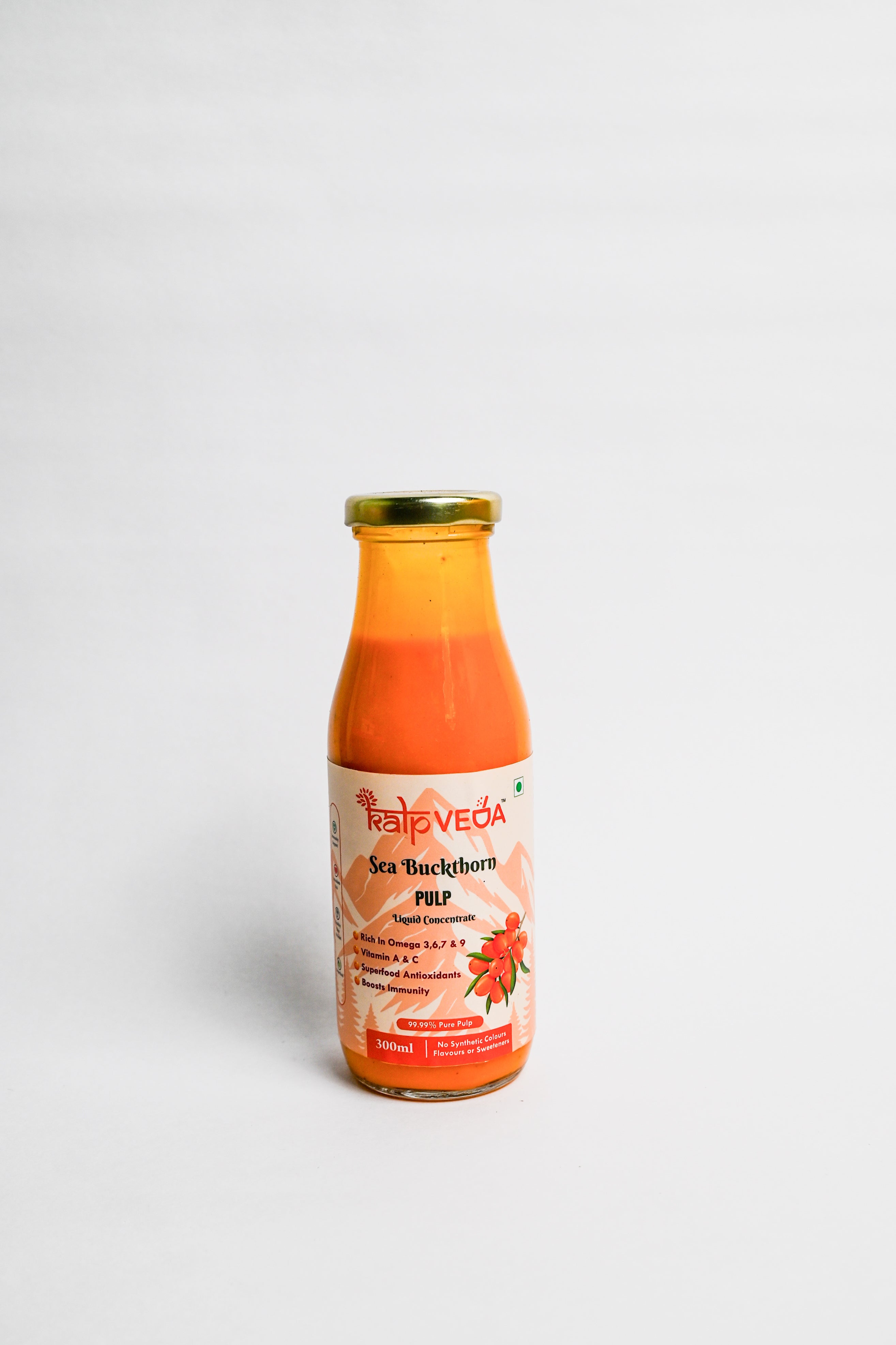 KALPVEDA Sea Buckthorn Pulp (Juice) Superfood Antioxidants (Rich in Vitamin C & A, Omega 3,6,7 and 9) | Boost Immunity and Gut Health