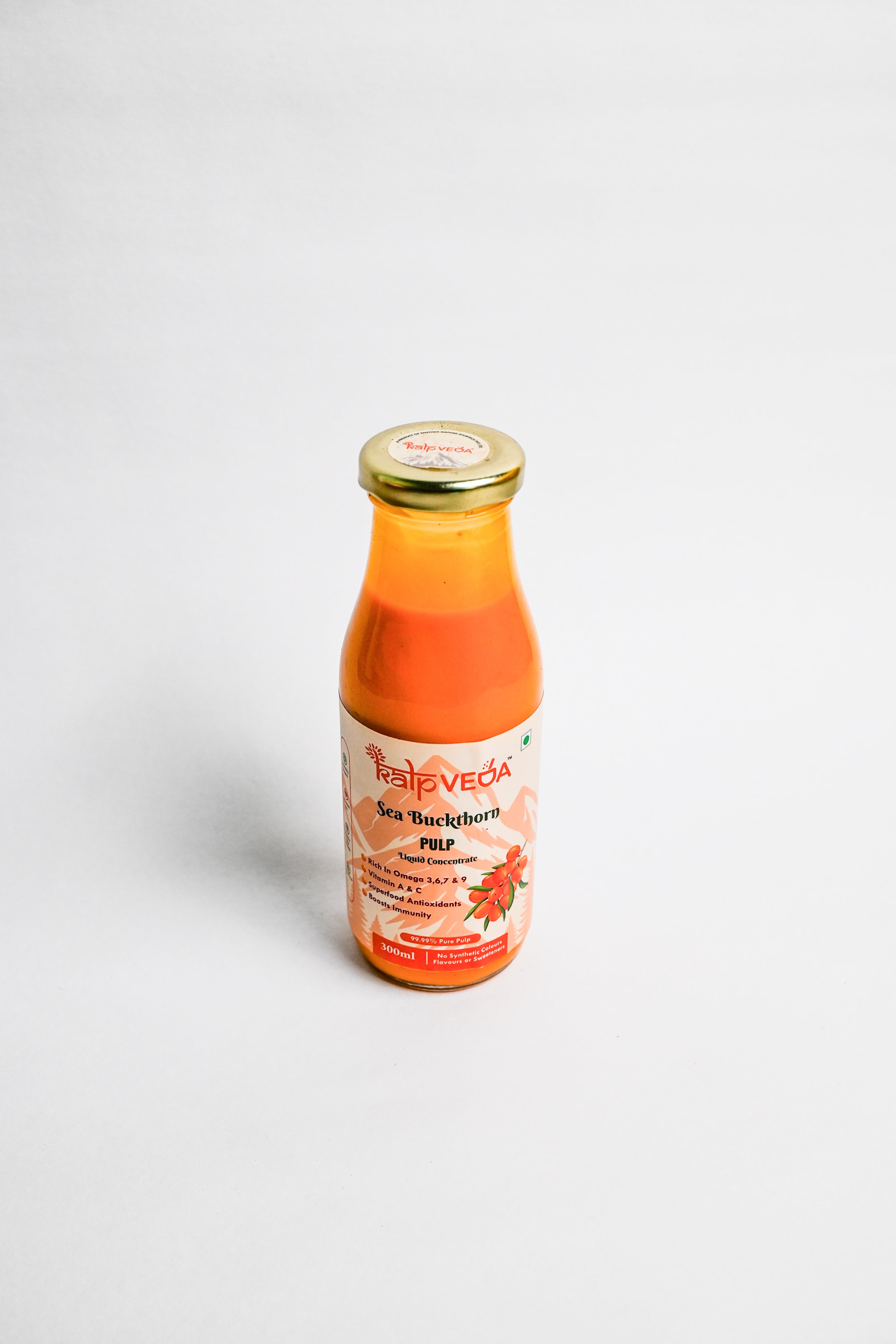 KALPVEDA Sea Buckthorn Pulp (Juice) Superfood Antioxidants (Rich in Vitamin C & A, Omega 3,6,7 and 9) | Boost Immunity and Gut Health