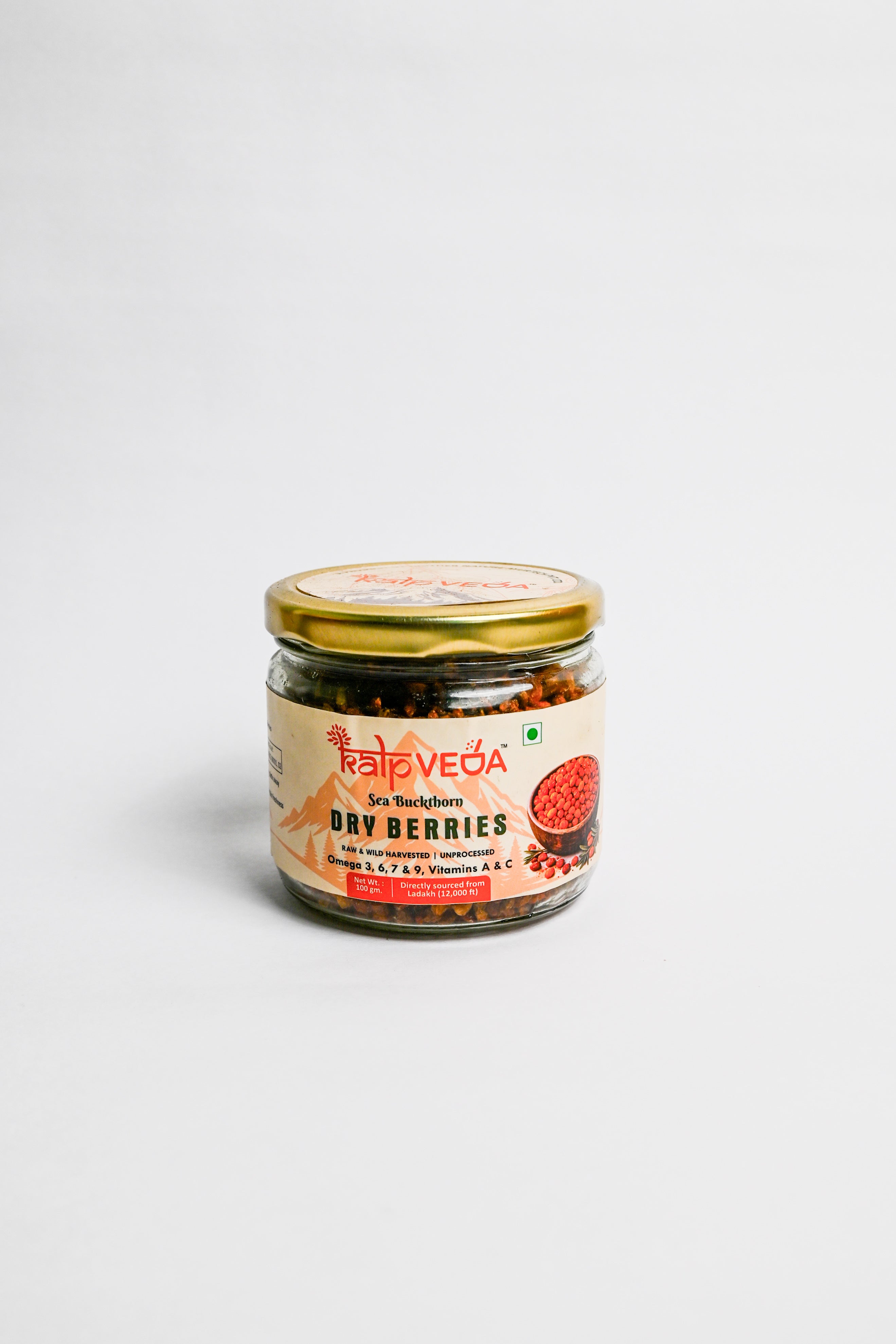KALPVEDA Premium Dried Sea Buckthorn Berries (Himalayan Superfruit) Export Quality Superfood | Rich in Vitamin C, Omega 3,6,7,9 & Antioxidants | Boost Immunity, Skin & Gut Health
