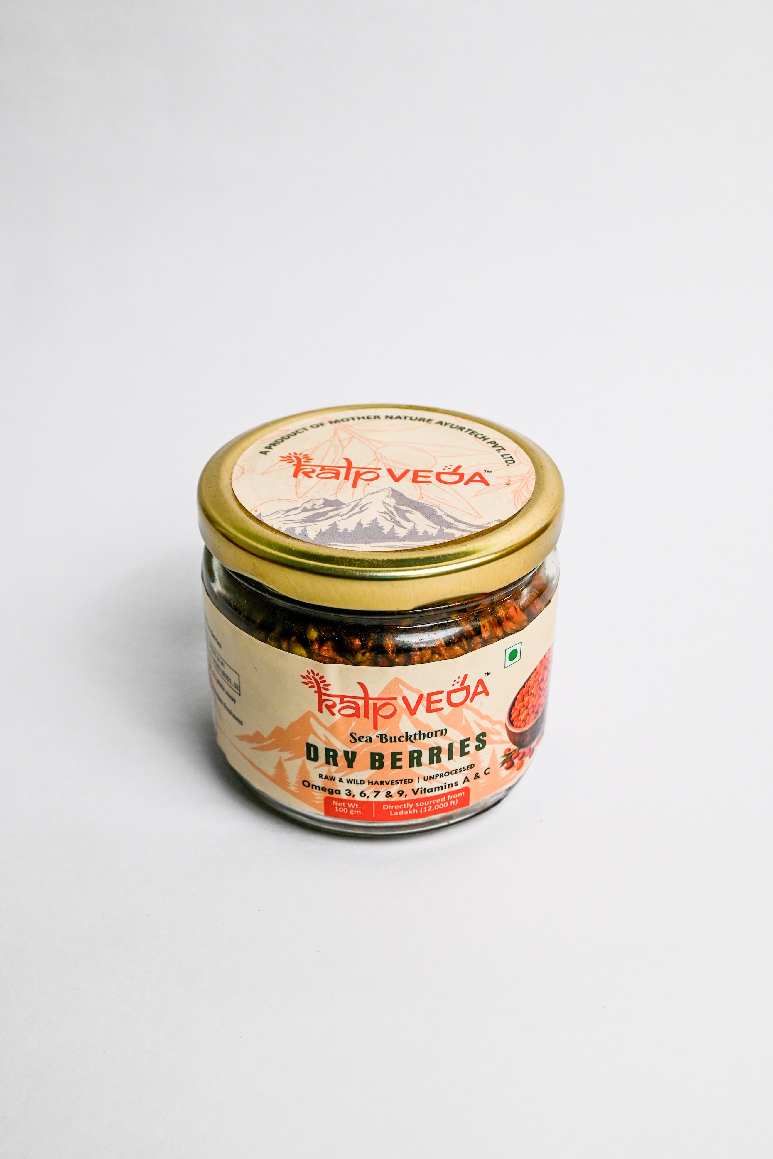 KALPVEDA Premium Dried Sea Buckthorn Berries (Himalayan Superfruit) Export Quality Superfood | Rich in Vitamin C, Omega 3,6,7,9 & Antioxidants | Boost Immunity, Skin & Gut Health