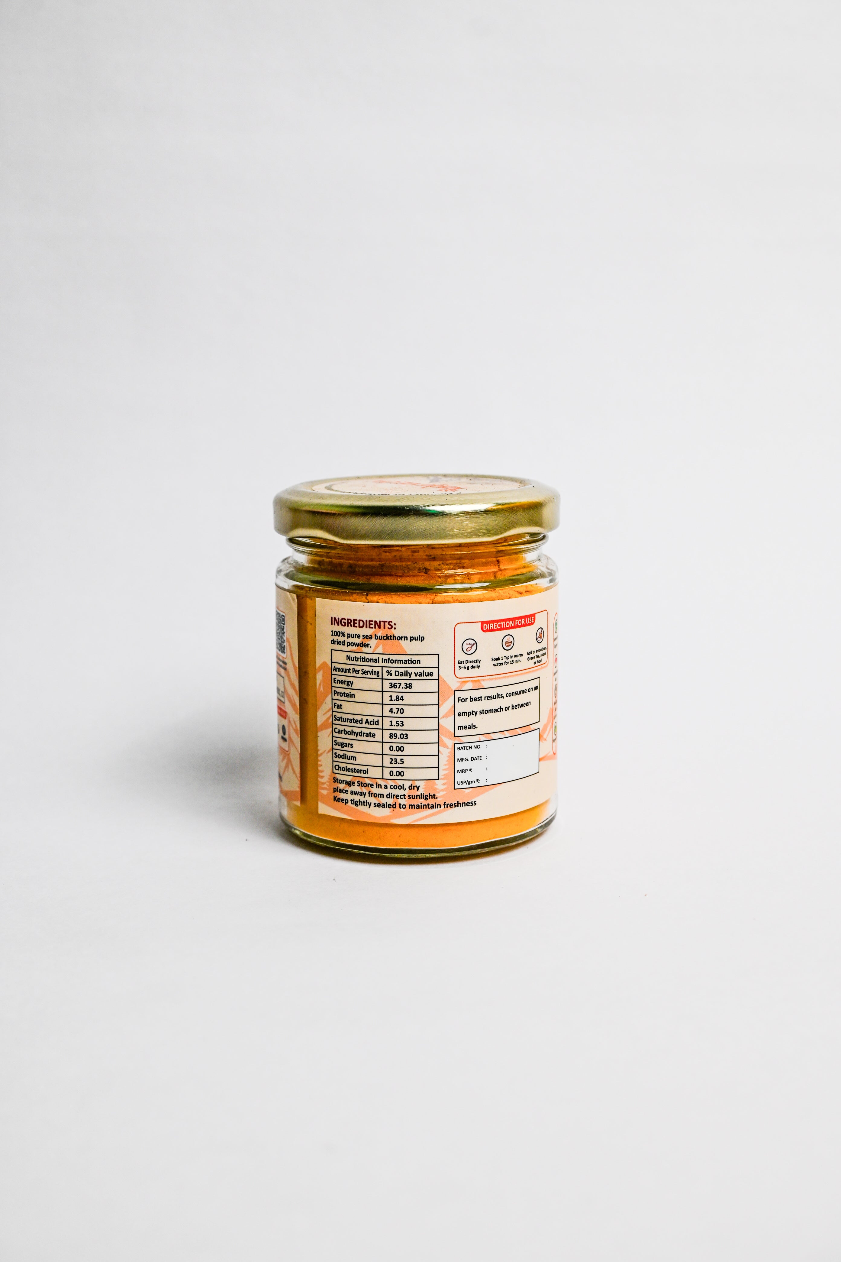 KALPVEDA Sea Buckthorn Premium Pulp Powder (Water Soluble) | Export Quality Superfood | Rich in Vitamin C, Omega 3,6,7,9 & Antioxidants | Boost Immunity, Skin & Gut Health