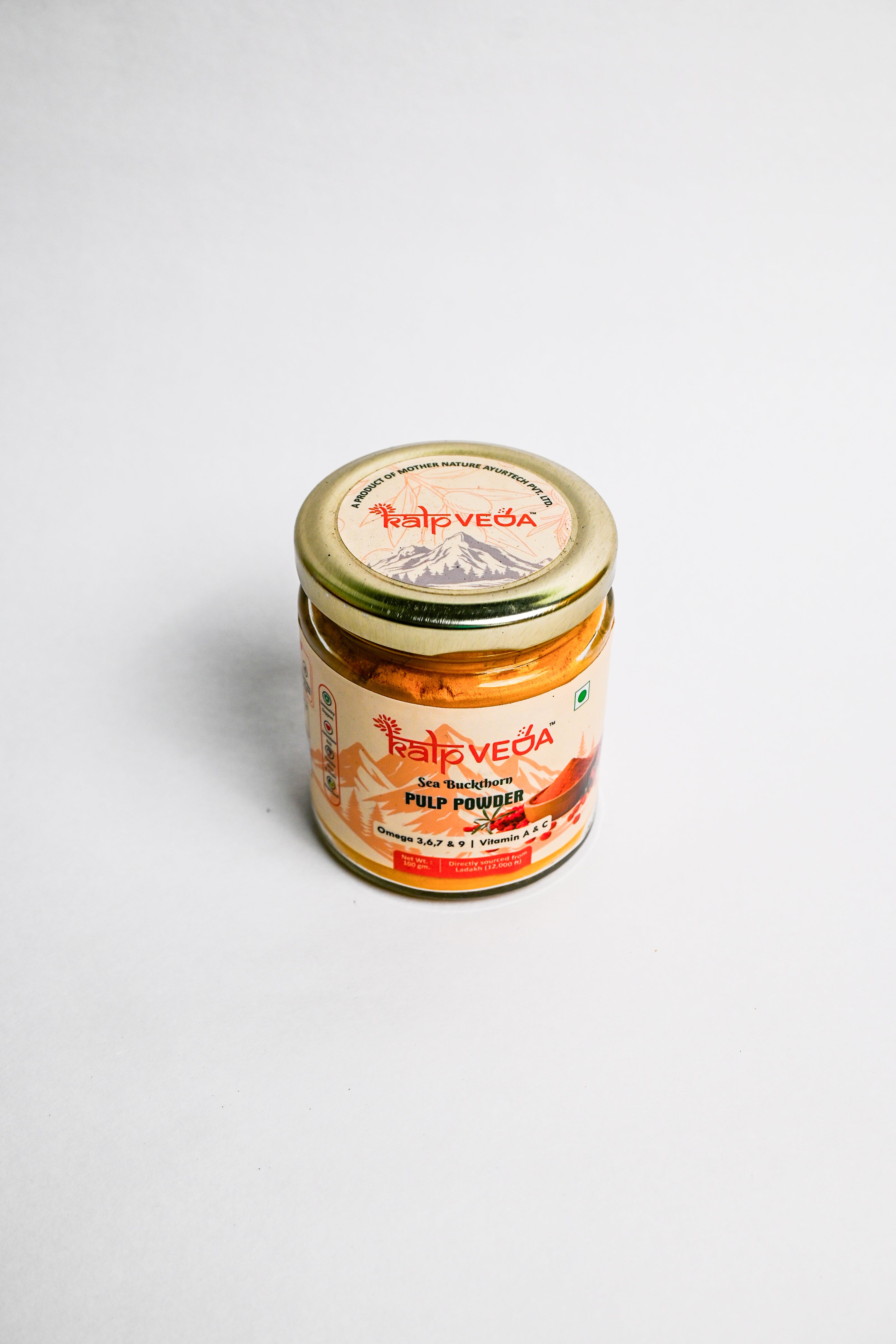 KALPVEDA Sea Buckthorn Premium Pulp Powder (Water Soluble) | Export Quality Superfood | Rich in Vitamin C, Omega 3,6,7,9 & Antioxidants | Boost Immunity, Skin & Gut Health