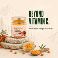 Kalpveda Himalayan Sea Buckthorn Pulp Powder 100g | Water Soluble Superfood Powder | Rich in Vitamin C, Omega 3 6 7 9 & Antioxidants | Supports Immunity, Gut & Skin Wellness (Pack of 1)