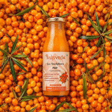 Kalpveda Himalayan Sea Buckthorn Pulp Juice 300ml | Vitamin C, Omega 3 6 7 9 & Antioxidants | Supports Immunity, Gut Health & Skin Wellness (Pack of 1)
