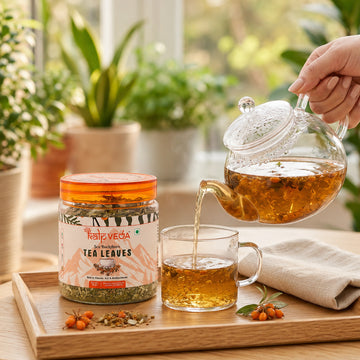 Premium Himalayan Sea Buckthorn Raw Leaves Tea 50g, Sun-Dried, Caffeine-Free Herbal Tea, Rich in Antioxidants, Vitamin C, Nutrients & Omega 7, Supports Skin Glow, Immunity & Detox