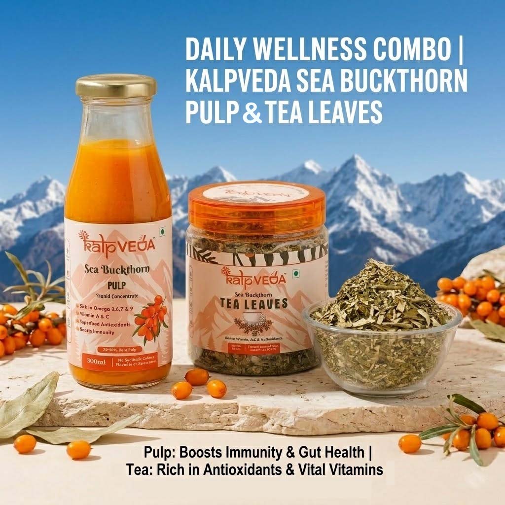 Daily Wellness Combo | Kalpveda Sea Buckthorn Pulp + Tea Leaves