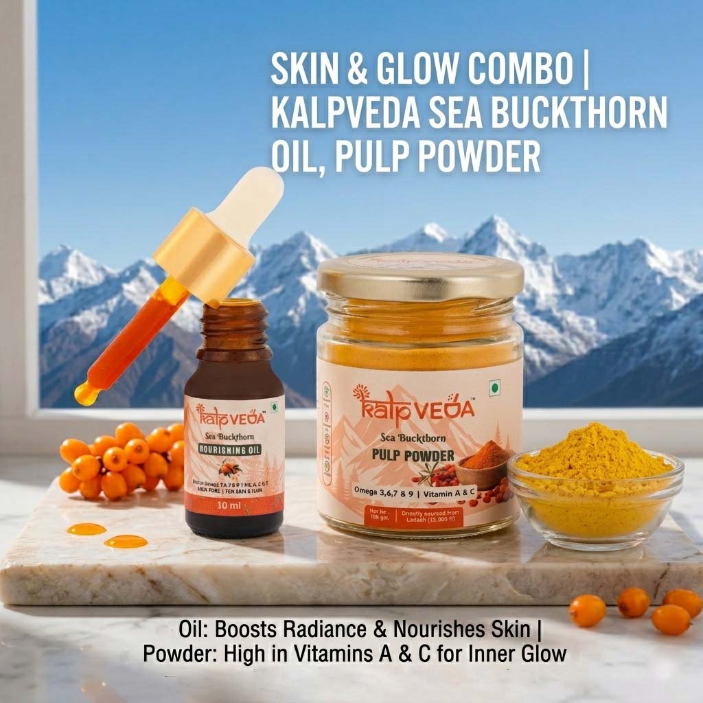 Skin & Glow Combo | KALPVEDA Sea Buckthorn Oil + Pulp Powder