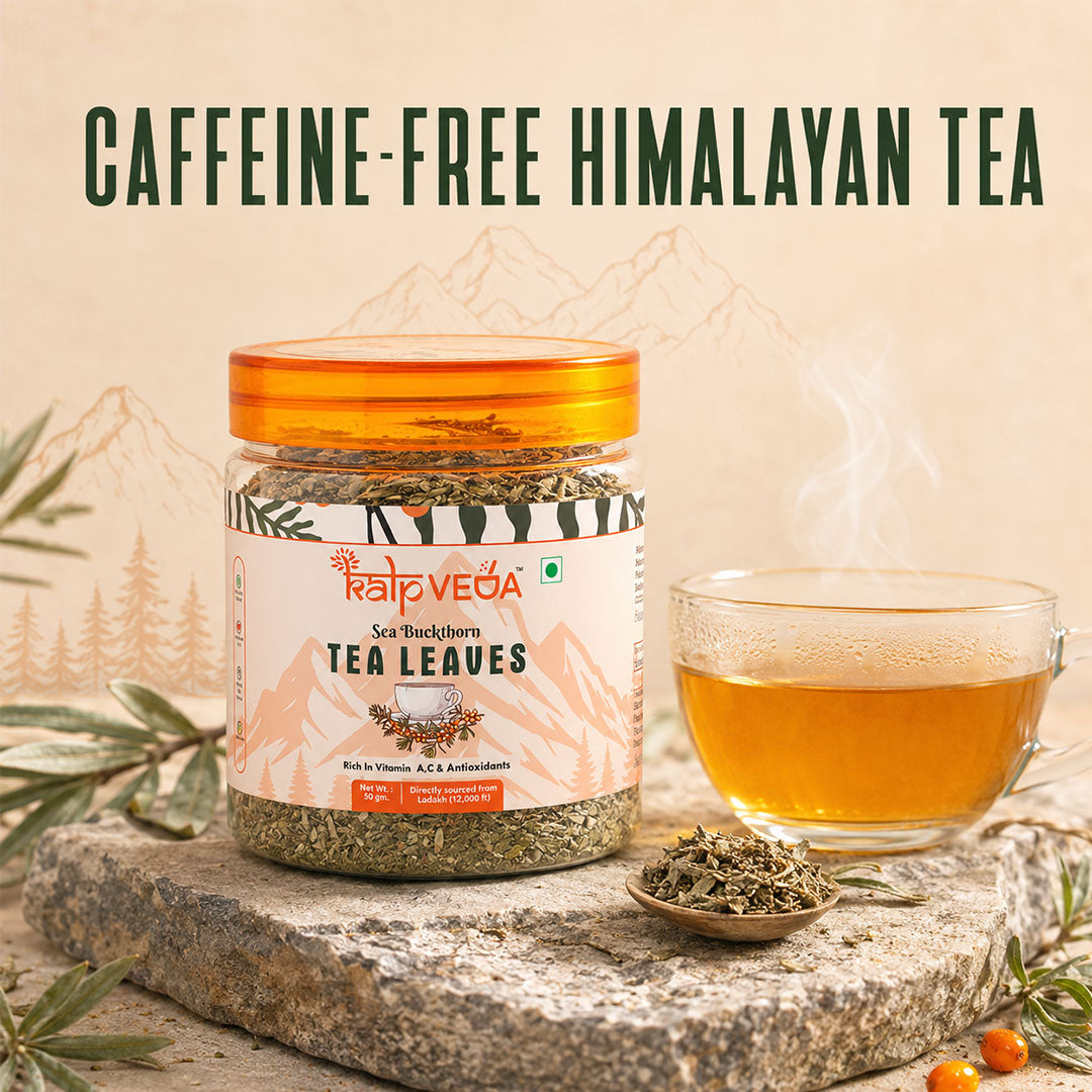 Premium Himalayan Sea Buckthorn Raw Leaves Tea 50g, Sun-Dried, Caffeine-Free Herbal Tea, Rich in Antioxidants, Vitamin C, Nutrients & Omega 7, Supports Skin Glow, Immunity & Detox