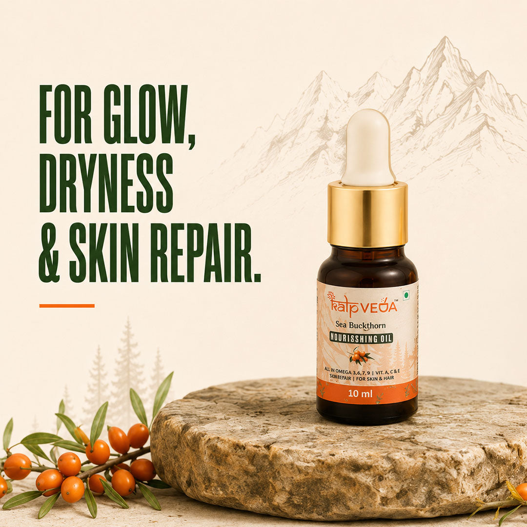 Himalayan Sea Buckthorn Oil 10ml | CO2 Extracted Berry Oil | Rich in Vitamin C, E & Omega 7 | Supports Skin Glow, Brightening, Anti-Ageing Care & Nourishment (Pack of 1)