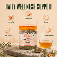 Premium Himalayan Sea Buckthorn Raw Leaves Tea 50g, Sun-Dried, Caffeine-Free Herbal Tea, Rich in Antioxidants, Vitamin C, Nutrients & Omega 7, Supports Skin Glow, Immunity & Detox