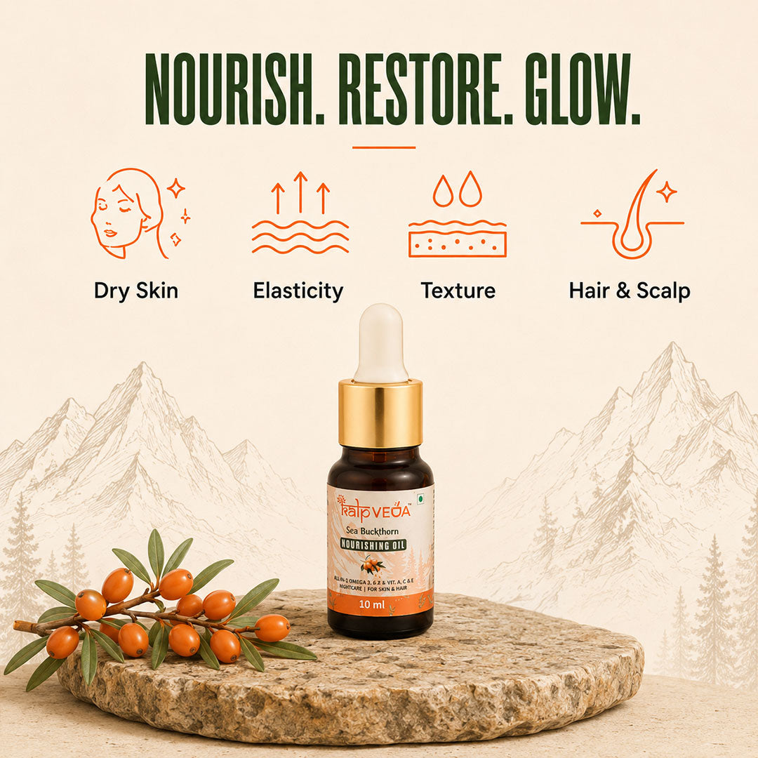 Himalayan Sea Buckthorn Oil 10ml | CO2 Extracted Berry Oil | Rich in Vitamin C, E & Omega 7 | Supports Skin Glow, Brightening, Anti-Ageing Care & Nourishment (Pack of 1)